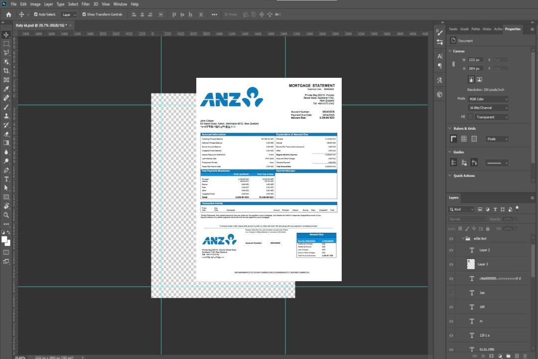 Modèle Word et PDF de relevé hypothécaire de la Banque ANZ de Nouvelle , Zélande template